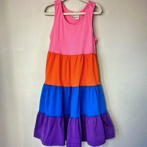 Girls' Colorblock Tiered Dress - Pink, Orange, Blue & Purple